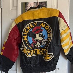 Mickey Mouse Wild One Leather Jacket - Red, Yellow, Black